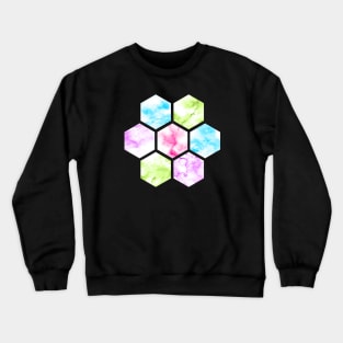 Marble Hexagon | Blue Pink Green | Purple Background Crewneck Sweatshirt